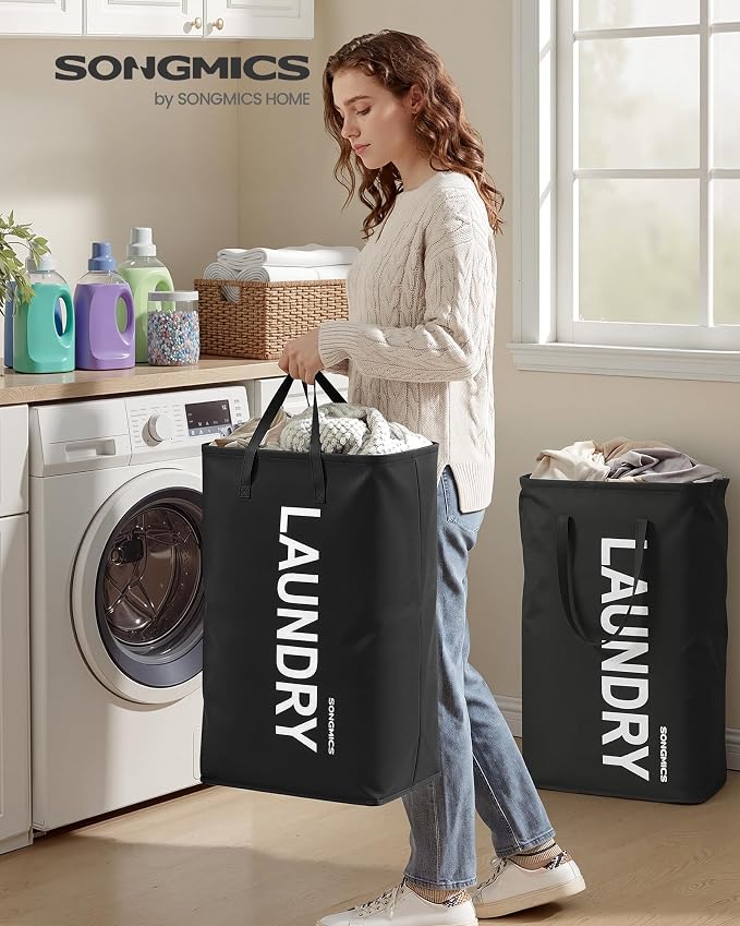SONGMICS Laundry Hamper, 80L Foldable Basket, 2 Pack, Water-Repellent - Image 2