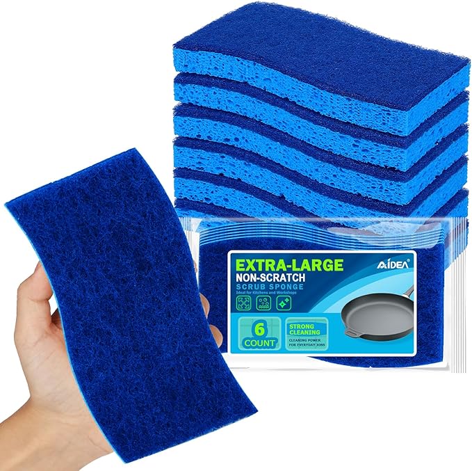 AIDEA XL Sponges Kitchen 6Count, Non-Scratch Scrub Sponges by AIDEAHOME