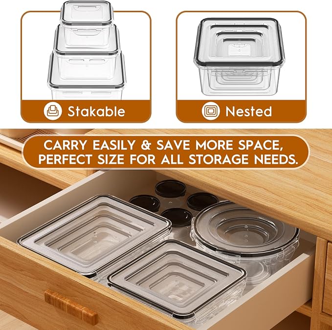 KEMETHY Large 52 Piece Food Storage Containers - Image 5