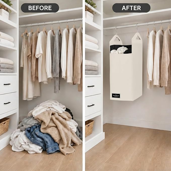 The Fine Living Co. Hanging Laundry Hamper Bag, Heavy Duty Hanger, Space Saving - Image 9