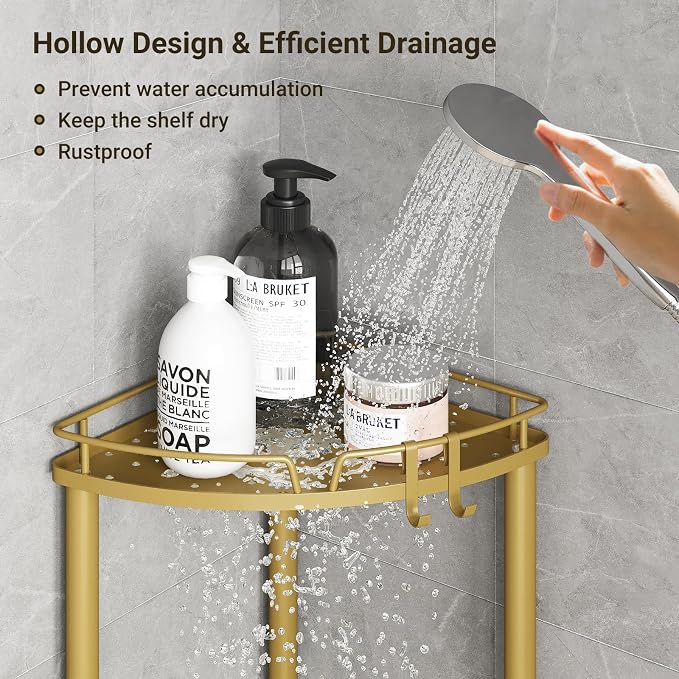 ELYKEN Corner Shower Caddy Standing, 3 Tier Metal Shower Organizer - Image 6