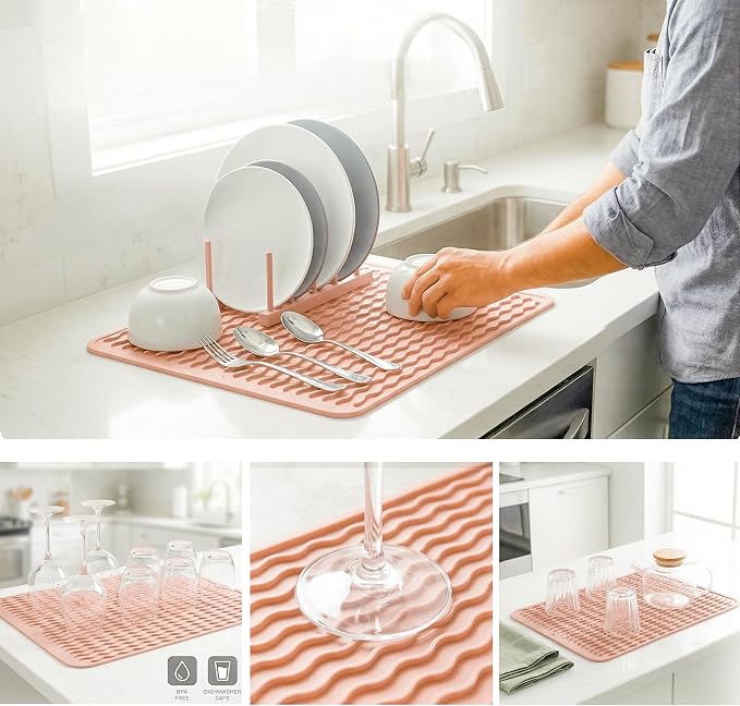 MicoYang Silicone Dish Drying Mat — Quick-Dry Ridges Counter & Sink Pad - Image 4