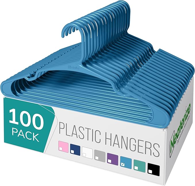 NEATERIZE Clothes Hangers Plastic 100 Pack by Neaterize