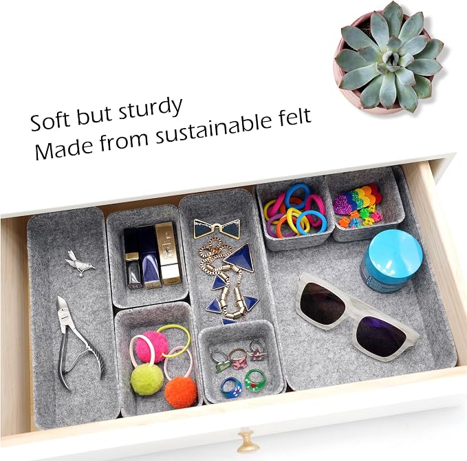 Desk Drawer organizers tray Felt storage bins aesthetics room décor - Image 3