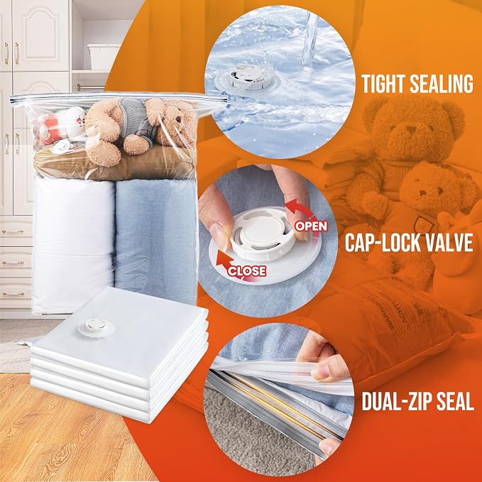TAILI 10 Pack Vacuum Storage Bags, Jumbo Size, Cream | Vacuum Seal Bags - Image 5