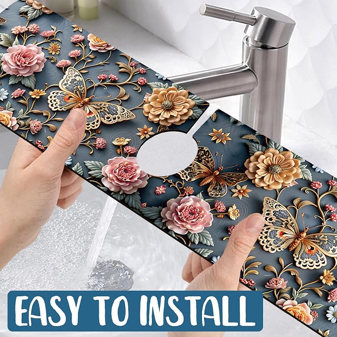 Faucet Mat for Kitchen Sink Absorbent Splash Guard Bathroom 23.5"X5.5" - Image 5