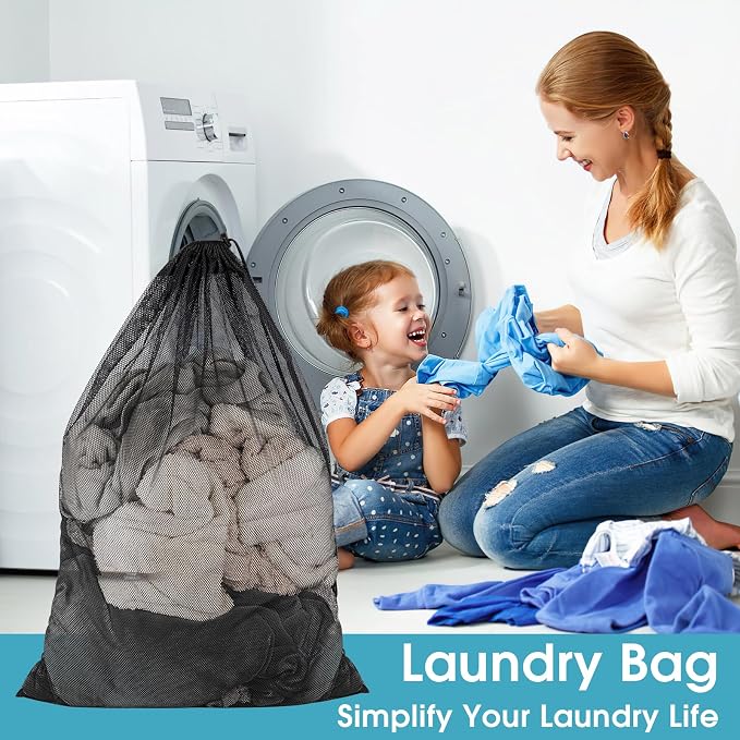 2 Pack Mesh Laundry Bags 23x34 Inch Drawstring Locking - Image 5