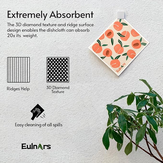 Eulnars Swedish Dishcloths for Kitchen, 8 Pack Reusable Paper Towels - Image 4