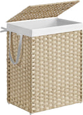 SONGMICS Laundry Hamper with Lid, 23.8 Gal Synthetic Rattan by Unknown
