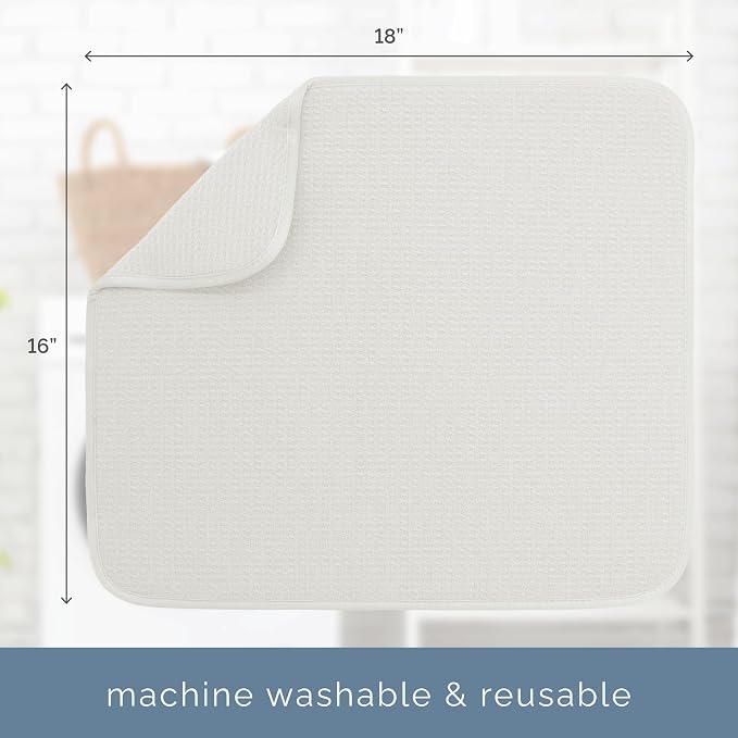 S&T INC. Dish Drying Mat, Cream | Absorbent Microfiber, Kitchen Counter Mat - Image 6