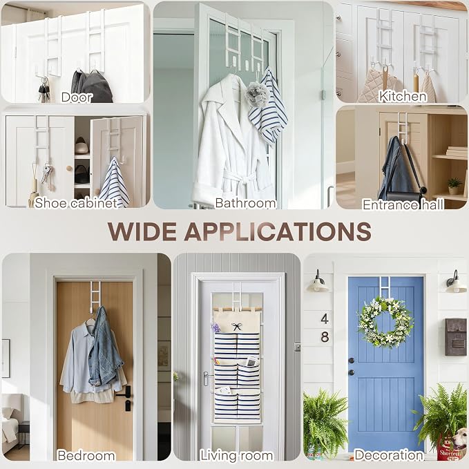 FYY 2 Packs Over The Door Hooks, Double Sided Door Hanger Hook - Image 7