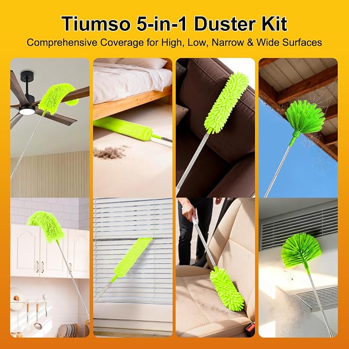 Tiumso Duster with Extension Pole 100 inch Extendable Reusable Dusters - Image 8