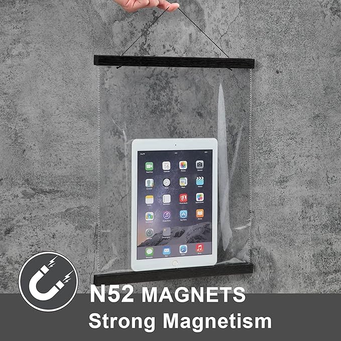 WITCOLOR Magnetic Poster Hanger, 30x20 30x30 30x40 Poster Frame Wood Wooden Magnet Print Posters Dowel Scroll Hanger Hangers Hanging Kit for Walls Map Canvas Artwork (Black, 30")