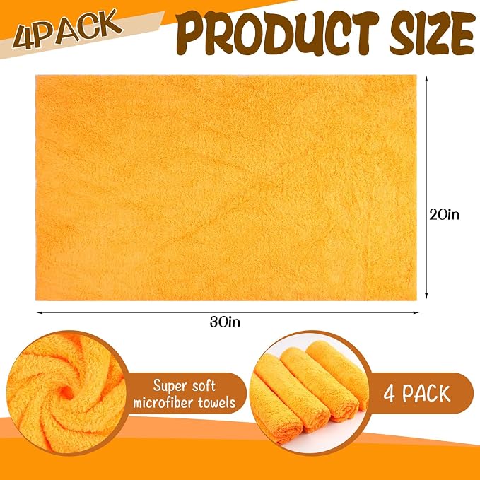 4 Pcs Extra Large Microfiber Cleaning Cloth, Lint and Streak Free - Image 2