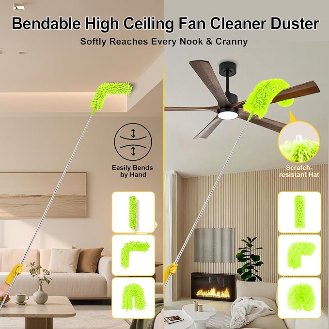 Tiumso Duster with Extension Pole 100 inch Extendable Reusable Dusters - Image 5