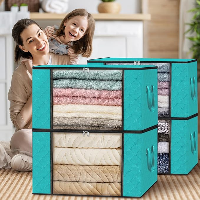 4 Pack Storage Bags for Clothes Blanket Storage Bins - Image 7