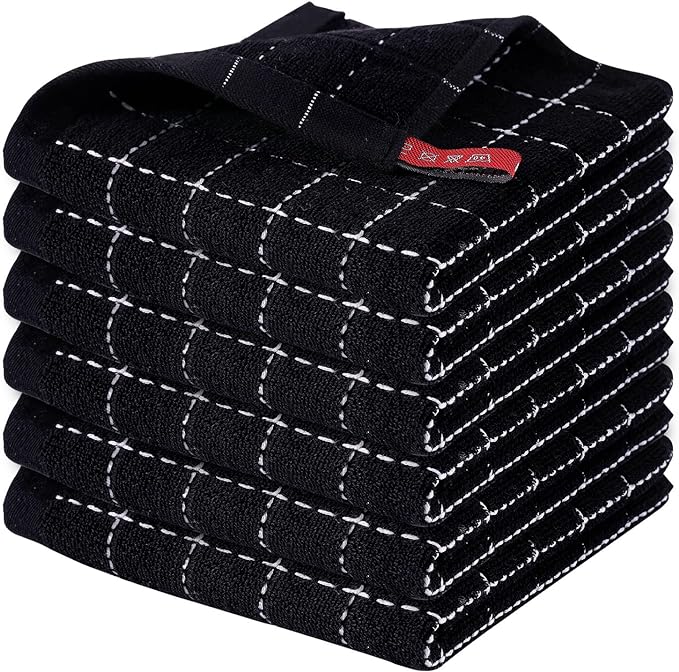 Homaxy 100% Cotton Terry Kitchen Dish Cloths, 6 Pack by Homaxy