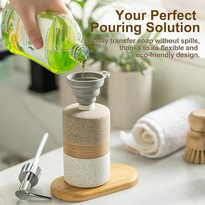 Ceramic Kitchen Dish Soap Dispenser Set - Image 4