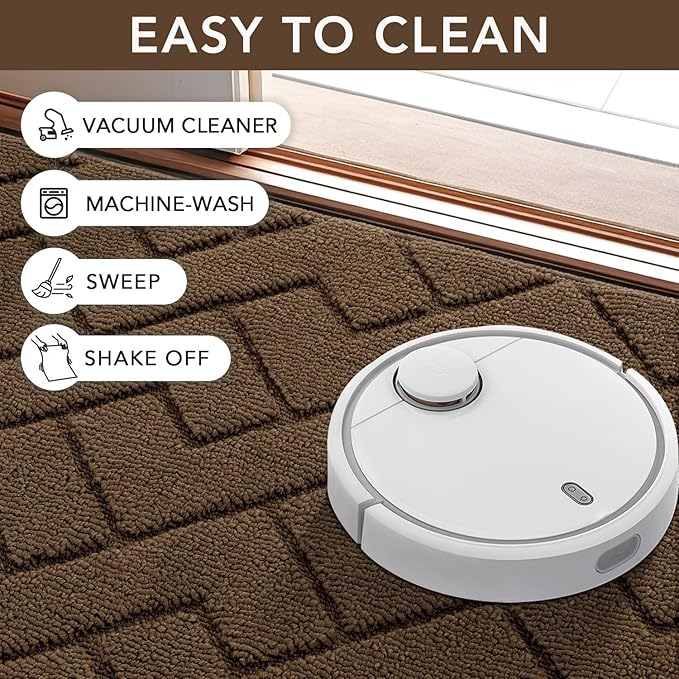 hicorfe Dirt Trapper Indoor Doormat,20"x59" Welcome Door mat,Non Slip Backing Washable Door Mats,Absorbent and Resistant Low-Profile Entrance Inside Floor Mat for Front Back Door,Entryway (Dark Brown)