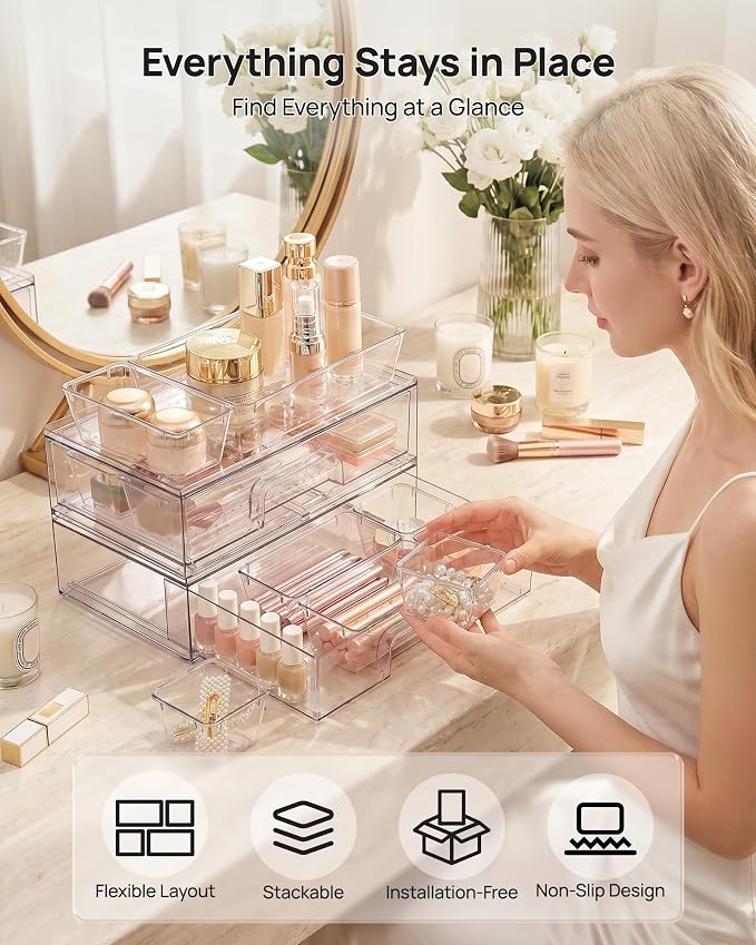 Vtopmart 12-Pack Clear Makeup Organizer Set - Image 3