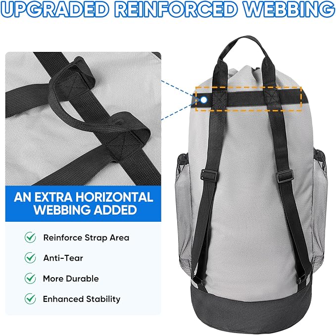 BALEINE 2PK 120L Laundry Bag Backpack, 900D Oxford Fabric Large Travel Laundry - Image 2