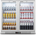 BODEGA BODEGACOOLER Back Bar Cooler With 2 Glass Doors,7.4 Cu.Ft Stainless Steel Commercial Back Bar Fridgewith LED Lighting,Counter Height Bar Beverage Cooler for Beer,Soda Drinks,Wine