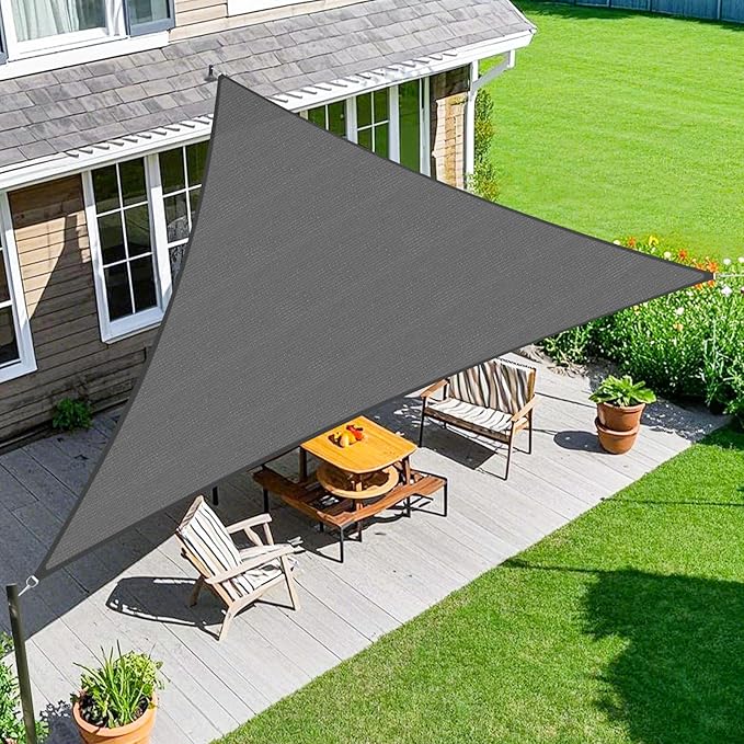 Amagenix Sun Shade Sail 11'X11'X11' Curved Edge Outdoor Shade Canopy Dark Grey Breathable 95% UV Block Shade Cloth for Patio Garden Backyard (We Make Custom Size)