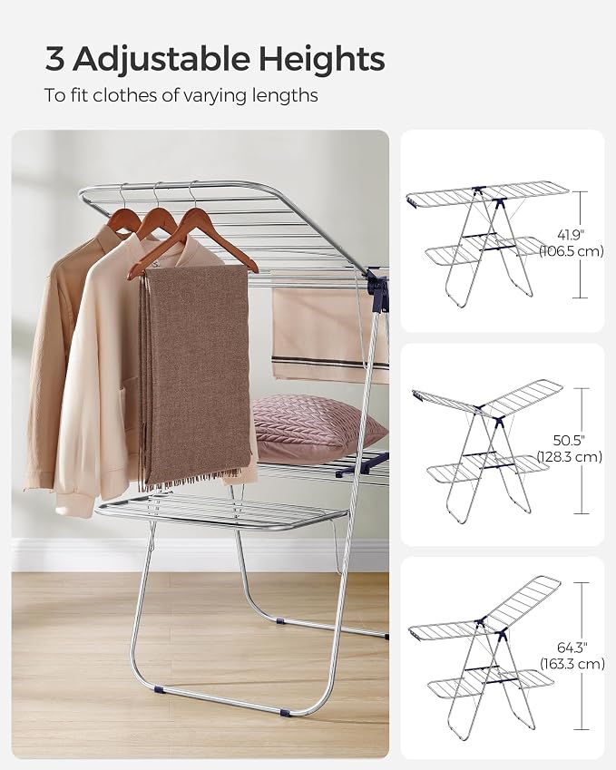 SONGMICS Clothes Drying Rack, Foldable 2-Level Laundry Drying Rack | - Image 6