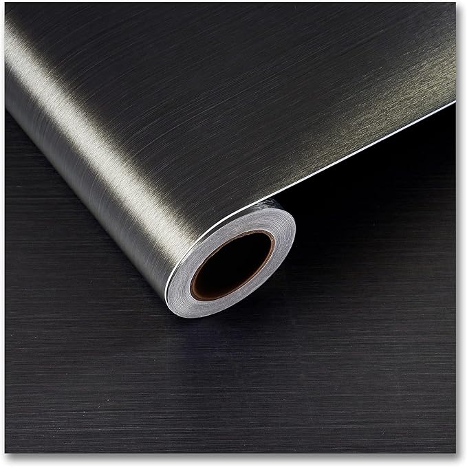 CRE8TIVE Bronze Black Brushed Stainless Steel Contact Paper 24"x354" Heat Resistant Metallic Wallpaper Peel and Stick Oil Proof Rust Resistant Self Adhesive Roll for Kitchen Appliances Stove Cabinets