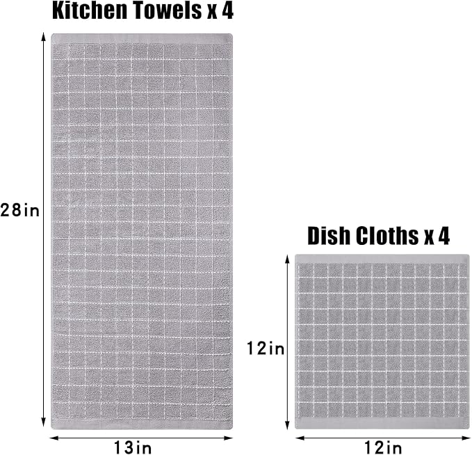 Homaxy Kitchen Towels and Dishcloths Set, Light Grey - Image 4