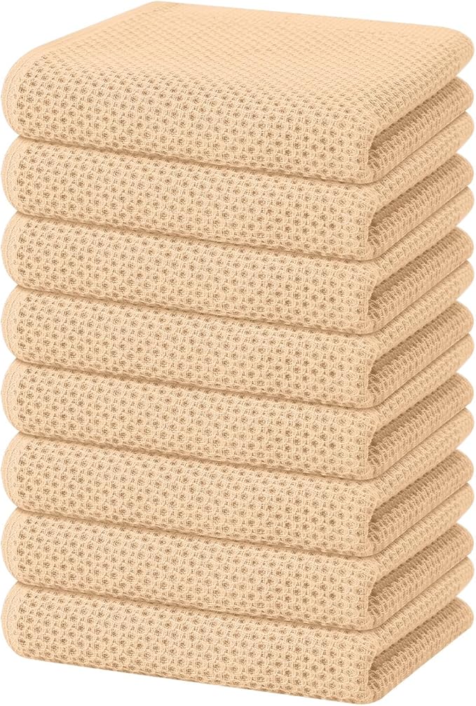 Homaxy 100% Cotton Waffle Weave Kitchen Dish Towels 8-Pack, Apricot | 13 x 28 by Homaxy