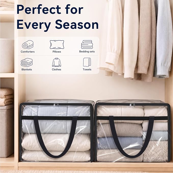 SpaceTrove Clear Storage Bags, foldable waterproof moving bags store comforters - Image 7