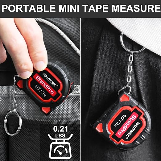 HAUTMEC 3pc Small Mini Tape Measure 10ft, Keychain Measuring, Metric and - Image 4