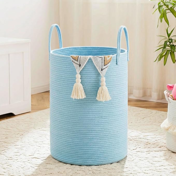 Laundry Basket, Woven Cotton Rope Laundry Hamper, 60L by Artfeel