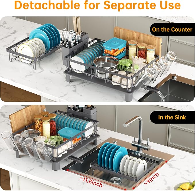 2 Tier Large Detachable Dish Drying Rack - Image 7