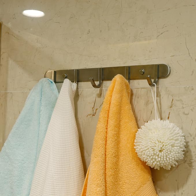 Coat Hook Rail Brushed Nickel 14-inch Towel Rack Wall Mounted - Image 7