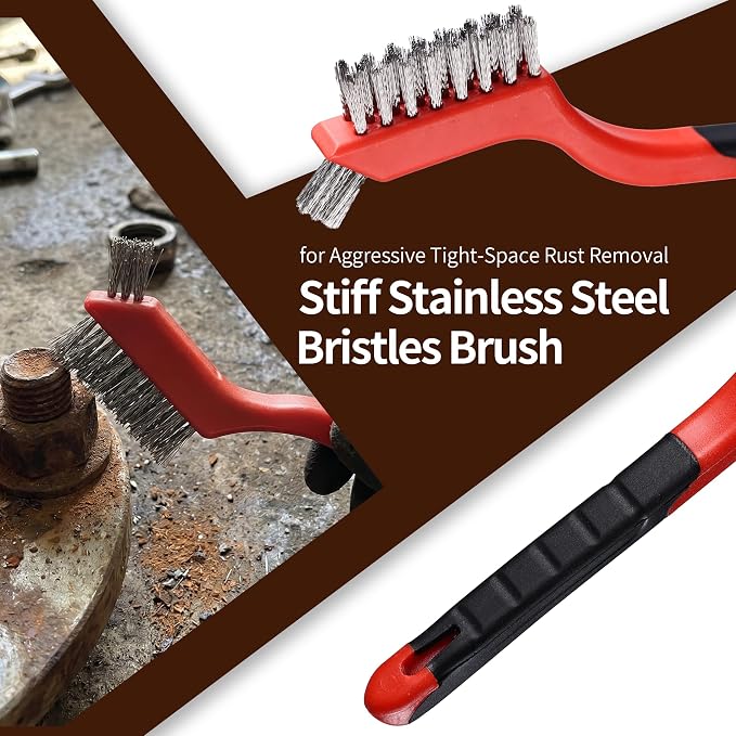 8Pcs Wire Brush Set for Cleaning Rust Paint, Heavy Duty Scratch Brushes - Image 4