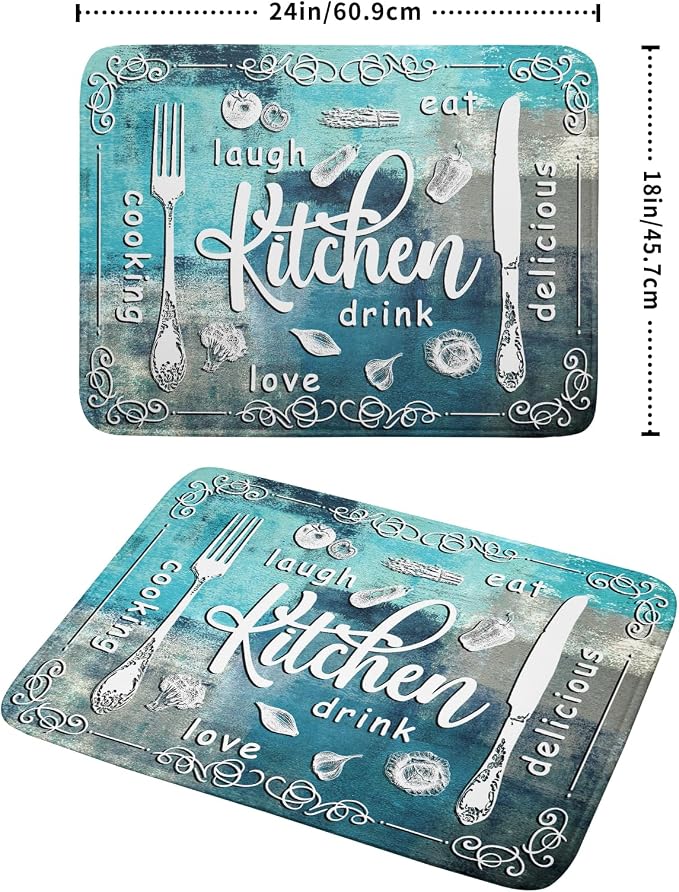Blue Grey Dish Drying Mat 18x24 Inch Cooking Delicious Absorbent Drying Pad - Image 2