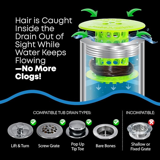 TubShroom Bathtub Drain Hair Catcher – In-Drain Tub Strainer & Clog Prevention - Image 3