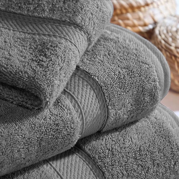 SUPERIOR Egyptian Cotton Ultra Plush & Absorbent, 3 Piece Set, Charcoal | Quick - Image 7