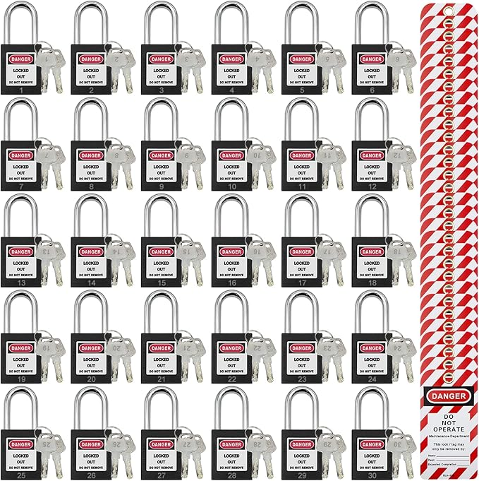 Lockout Tagout Locks, Safety Padlocks, Loto Locks Keyed Differently Lock Out Tag Out Device Plastic with Lockout TagOut Tags Kits