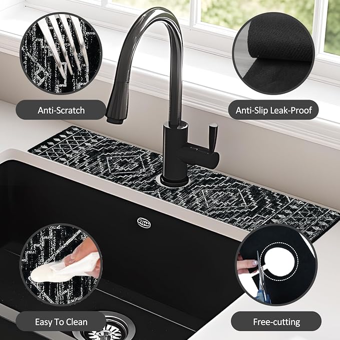 2PCS 24" X 5.5" Kitchen Sink Splash Guard Faucet Mat Aztec Super Absorbent Fast - Image 6