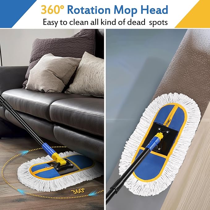 SOBONNE Dust Mop for Hardwood Floors Cleaning, Wet Dry Dust Broom - Image 3
