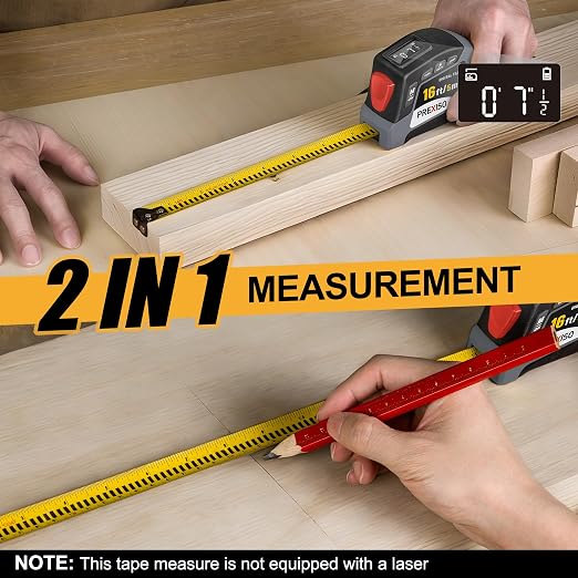 PREXISO 2-in-1 Digital Tape Measure, 16Ft Digital Measuring Tape Auto Lock - Image 4