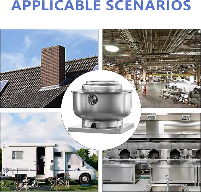 Restaurant Canopy Hood Grease Rated Exhaust Fan- Food Truck High-Speed Direct Drive Centrifugal Upblast Exhaust Fan 0.25HP 110 Volt Single Phase Motor 1500-1700 CFM