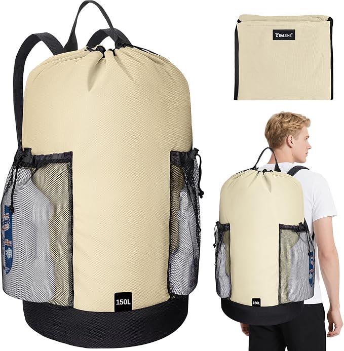 BALEINE 150L Laundry Bag Backpack, 900D Oxford Fabric Large Travel Laundry Bags by BALEINE