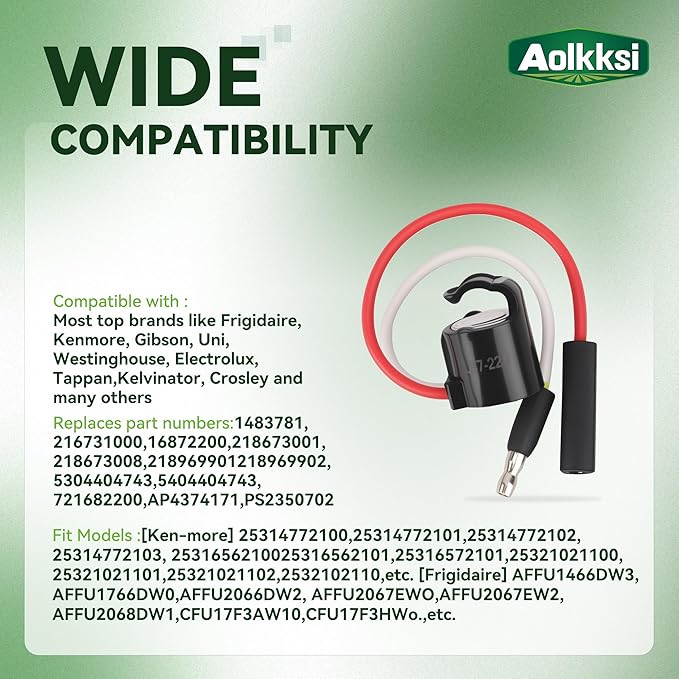 297216600 Refrigerator Defrost Thermostat Replacement Part by AOLKKSI - Compatible with Frigidaire and Kenmore Refrigerators - Replaces 1483781 216731000 216872200 218673008 218673001
