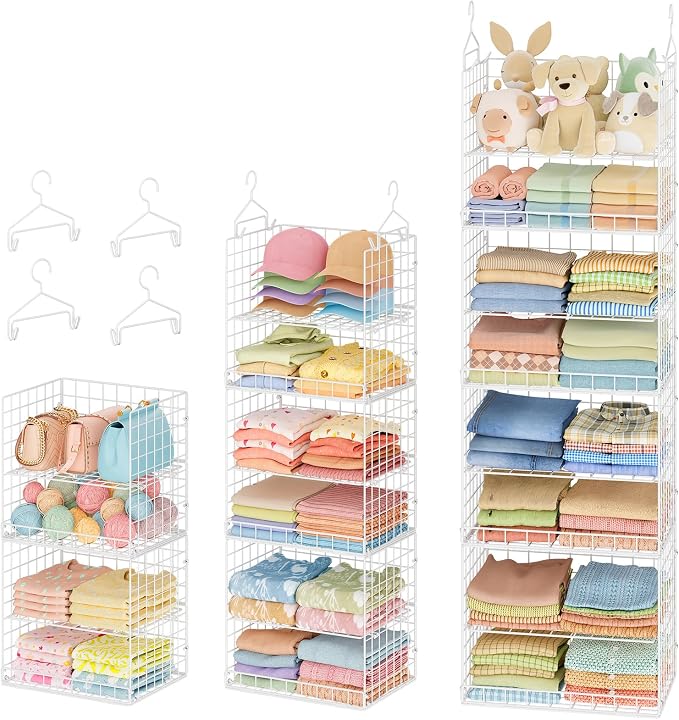 Extended Width Hanging Closet Organizer, 8 Tier Wire Storage Shelves by Yuyetuyo