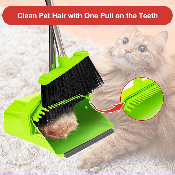 Broom and Dustpan Set for Home, ZeroGap Lip, Upright Storage Broom Combo for - Image 4