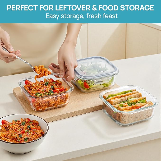 Vtopmart 5Pack 27oz Glass Food Storage Containers - Image 4